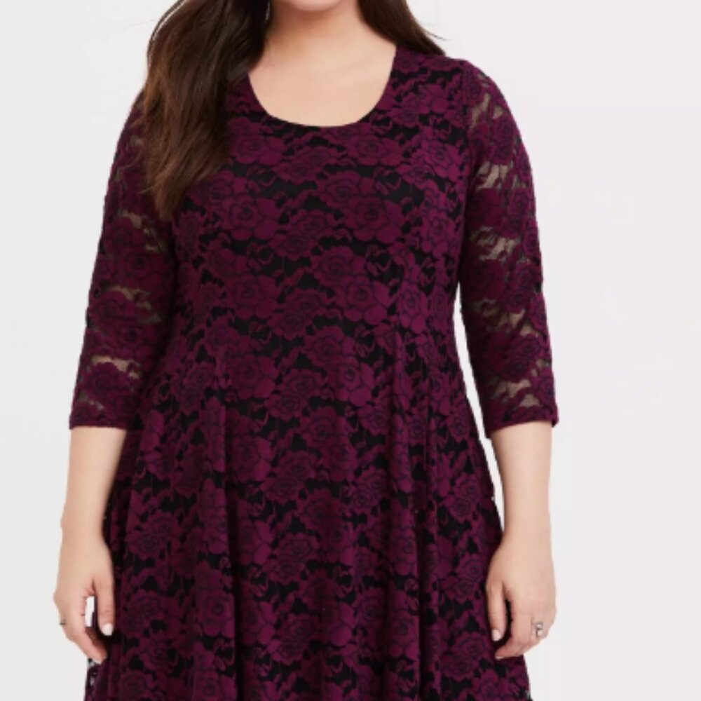 Torrid  Burgundy Lace Mini Dress - 3X